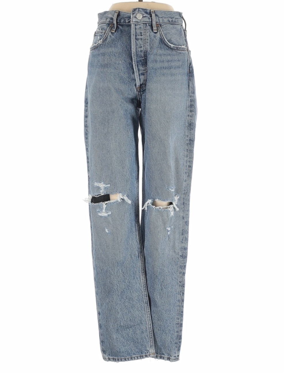AGOLDE 90’s Pinch Waist Jeans 24 Distressed Organic Cotton Light Wash - Picture 2 of 5